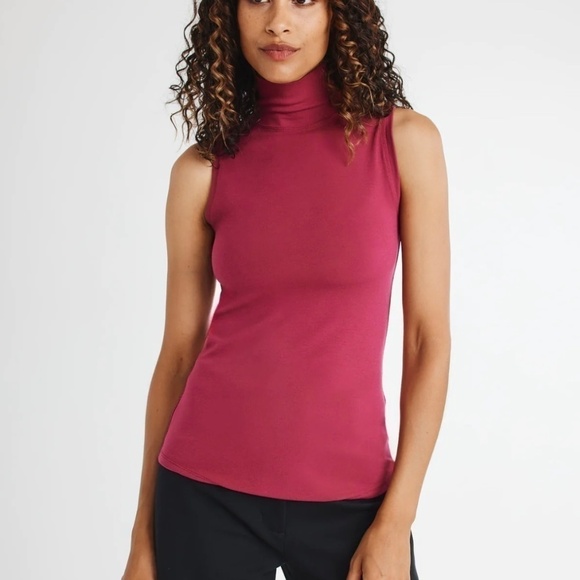 KIT and ACE Burgundy Sleeveless Stretchy Jersey Knit Turtleneck Tank US Sz M - Picture 8 of 9